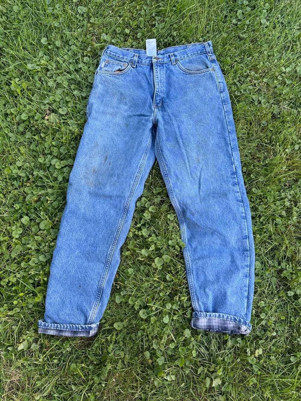 Carhartt B172 DST Flannel Lined Relaxed Fit Jeans Size 34 X 34 Blue
